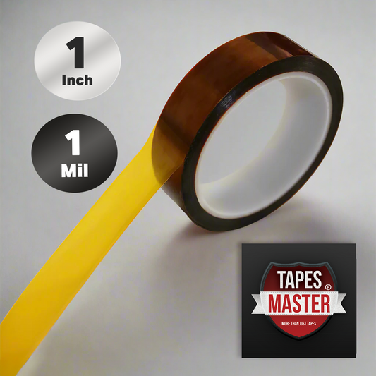 1" x 36 Yds - Tapes Master 1 Mil Polyimide High Temperature Tape with Silicone Adhesive - 3” Core