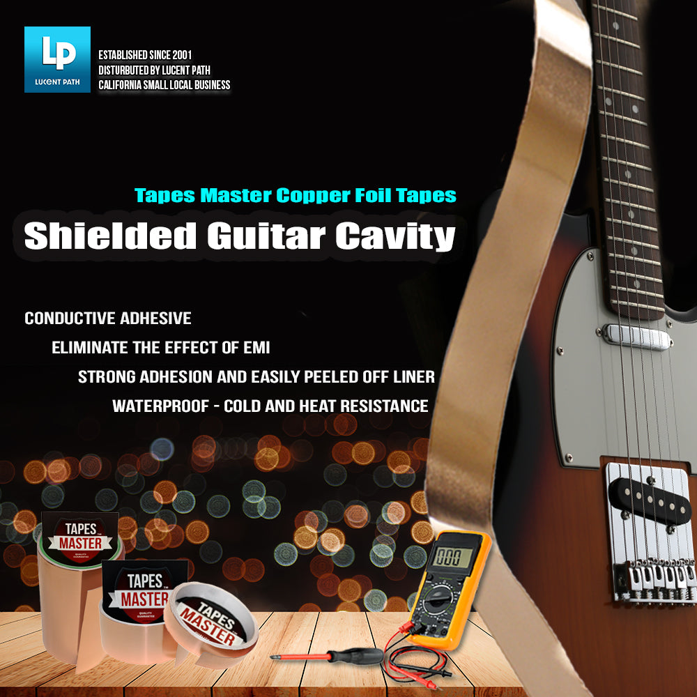 Tapes Master 3" x 10ft - 1 Mil Copper Foil Tapes - Copper Conductive Adhesive Tapes For Guitar Cavity, EMI Shielding, Grounding, Gardening, Soldering Jewelry, Art Crafts