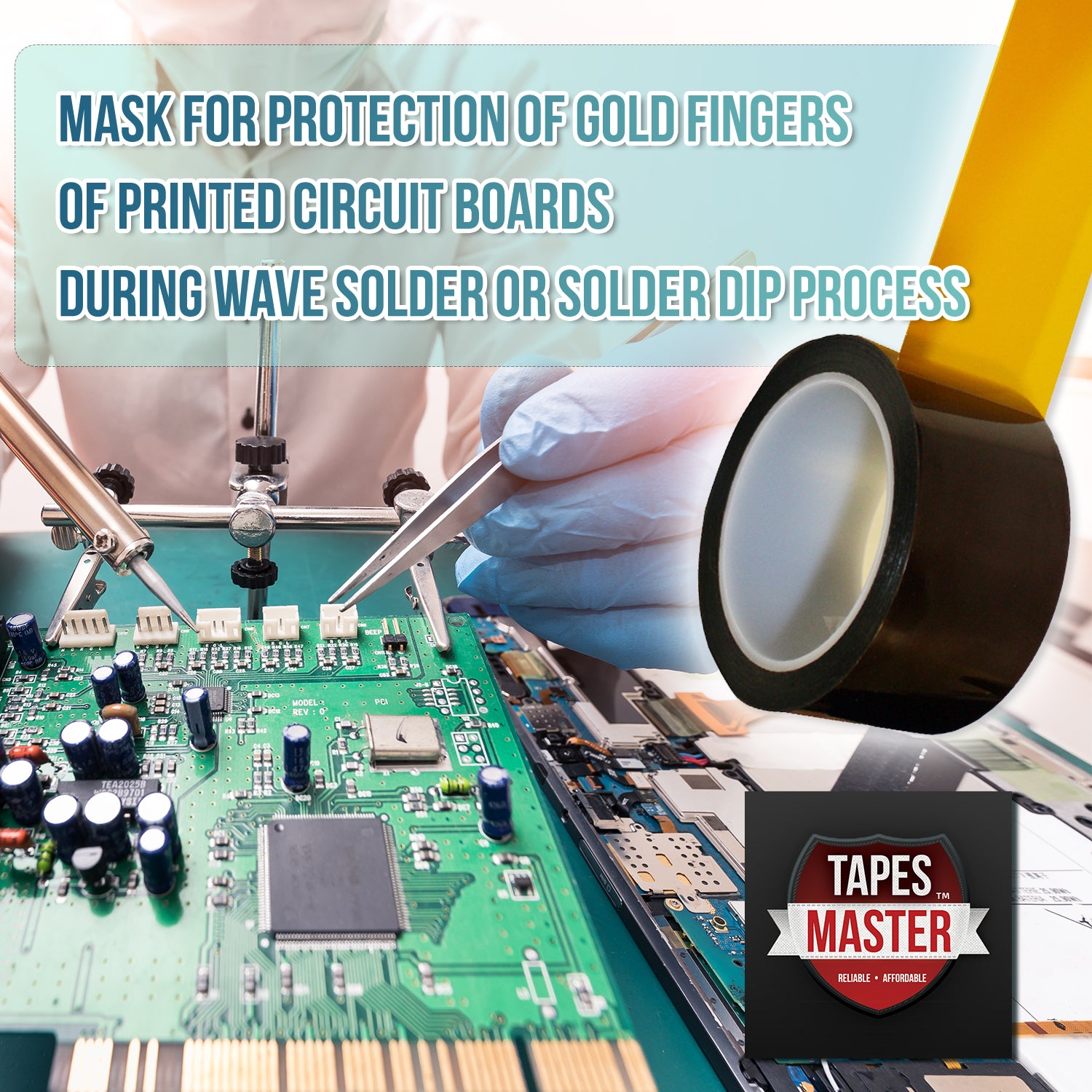 Protection of gold fingers: of printed circuit boards during wave solder or solder dip process. Insulation and Bonding for electrical switches, motor, lithium battery under Grade H.