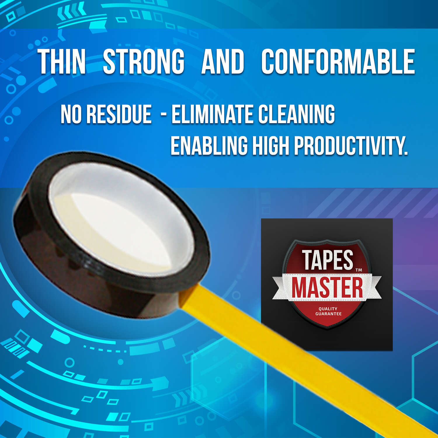  Tapes Master 1 Mil Kapton Tape - Polyimide High Temperature Tape with Silicone Adhesive