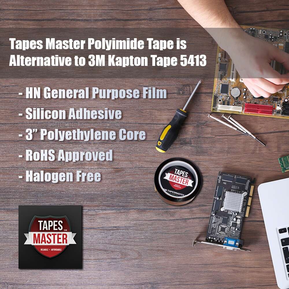  Tapes Master 1 Mil Kapton Tape - Polyimide High Temperature Tape with Silicone Adhesive