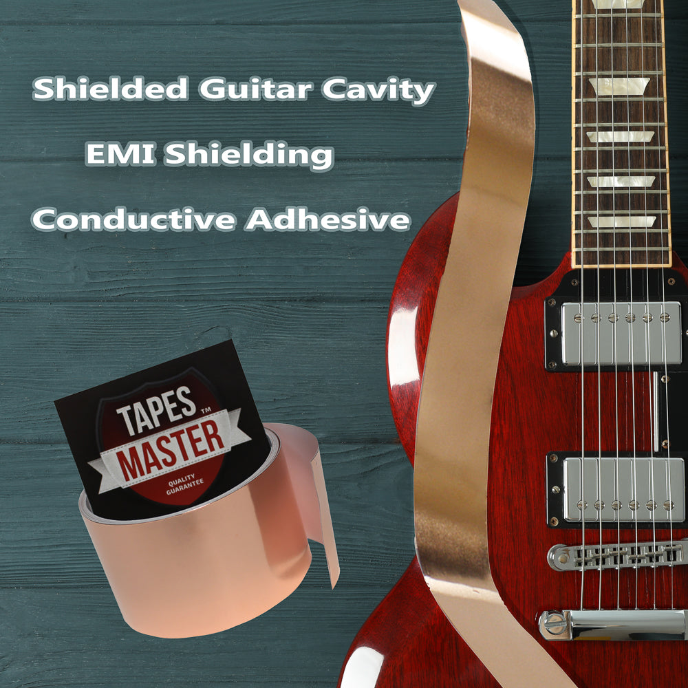 Tapes Master 1" X 10ft - 1 Mil Copper Foil Tape Guitar EMI Shielding Conductive Adhesive Tape, 10 ft Copper Foil Tapes- Tapes Master